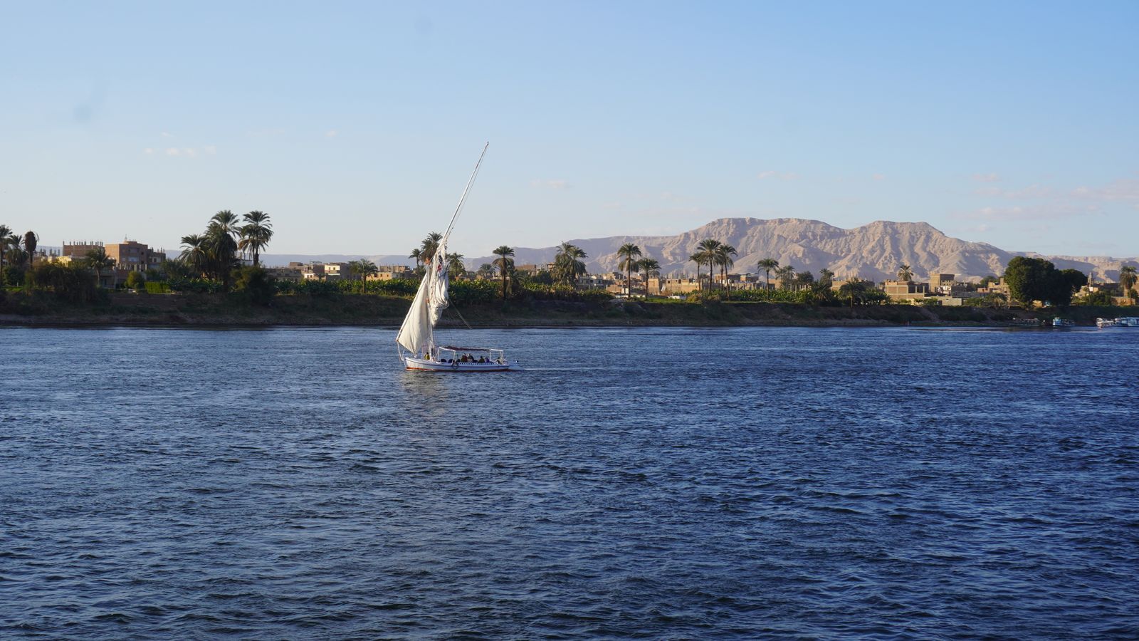 Felucca sail on the Nile at warm light