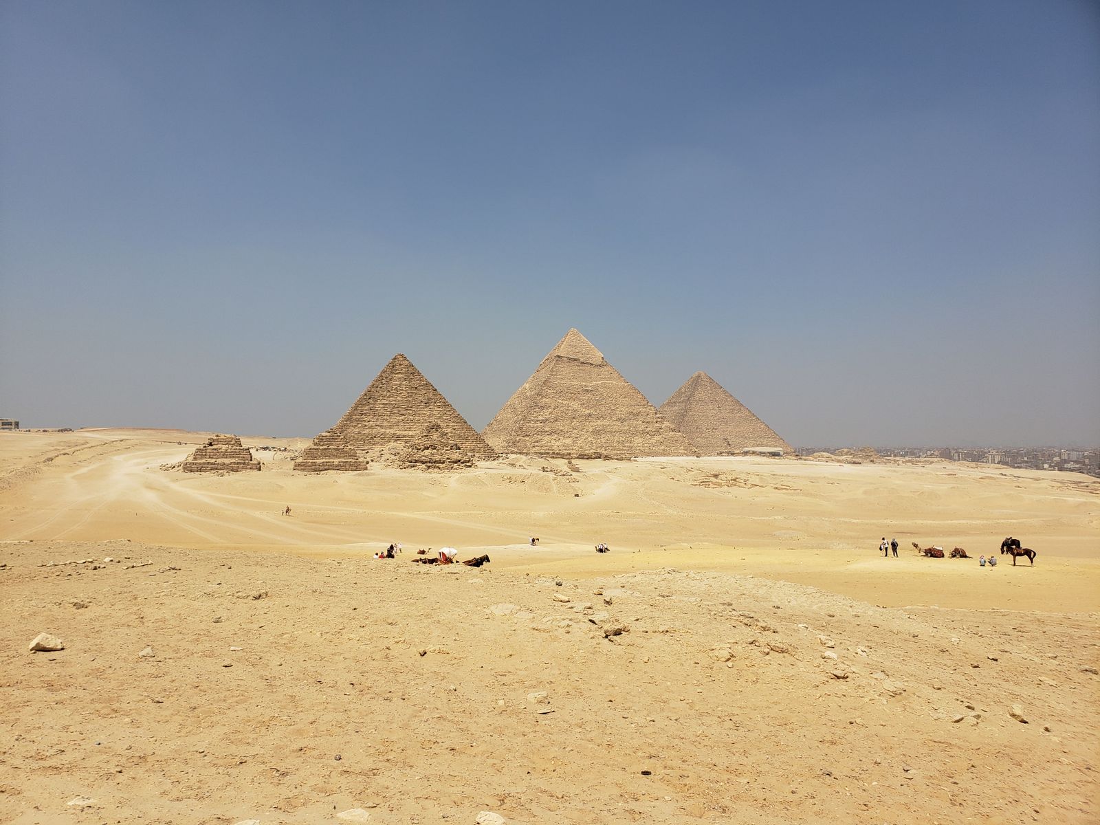 Pyramids of Giza under open sky